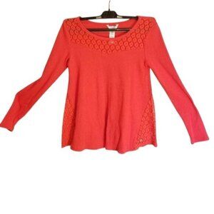 Guess Kids Red Long Sleeve Top With Floral Lace Accent size girls 14